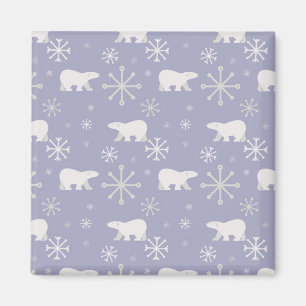 Kerstpatroon met polaire beren en sneeuwvlokken magneet