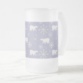 Kerstpatroon met polaire beren en sneeuwvlokken matglas bierpul (Voorkant rechts)