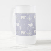 Kerstpatroon met polaire beren en sneeuwvlokken matglas bierpul (Voorkant links)