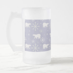 Kerstpatroon met polaire beren en sneeuwvlokken matglas bierpul