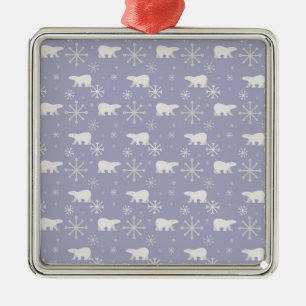 Kerstpatroon met polaire beren en sneeuwvlokken metalen ornament