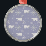 Kerstpatroon met polaire beren en sneeuwvlokken metalen ornament<br><div class="desc">Naadloos patroon met polaire beren</div>