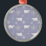 Kerstpatroon met polaire beren en sneeuwvlokken metalen ornament<br><div class="desc">Naadloos patroon met polaire beren</div>