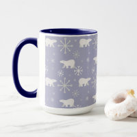 Kerstpatroon met polaire beren en sneeuwvlokken