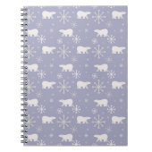 Kerstpatroon met polaire beren en sneeuwvlokken notitieboek (Voorkant)