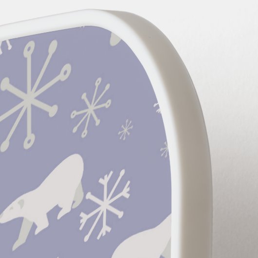 Kerstpatroon met polaire beren en sneeuwvlokken pickleball paddle (Links Detail)