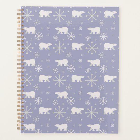Kerstpatroon met polaire beren en sneeuwvlokken planner (Voorkant)
