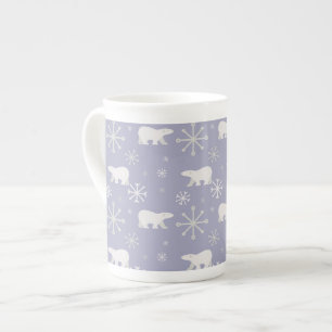 Kerstpatroon met polaire beren en sneeuwvlokken porselein kop