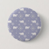 Kerstpatroon met polaire beren en sneeuwvlokken ronde button 5,7 cm (Voorkant)