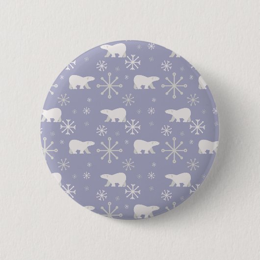 Kerstpatroon met polaire beren en sneeuwvlokken ronde button 5,7 cm (Voorkant)