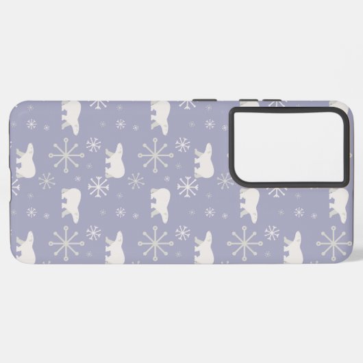 Kerstpatroon met polaire beren en sneeuwvlokken samsung galaxy hoesje (Linkerkant)