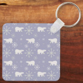 Kerstpatroon met polaire beren en sneeuwvlokken sleutelhanger (Achterkant)