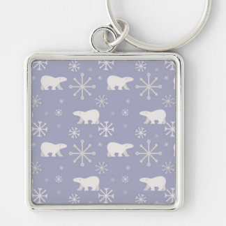 Kerstpatroon met polaire beren en sneeuwvlokken sleutelhanger