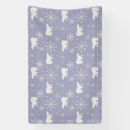 Kerstpatroon met polaire beren en sneeuwvlokken spandoek (Verticaal)