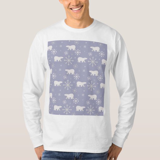 Kerstpatroon met polaire beren en sneeuwvlokken t-shirt (Voorkant)