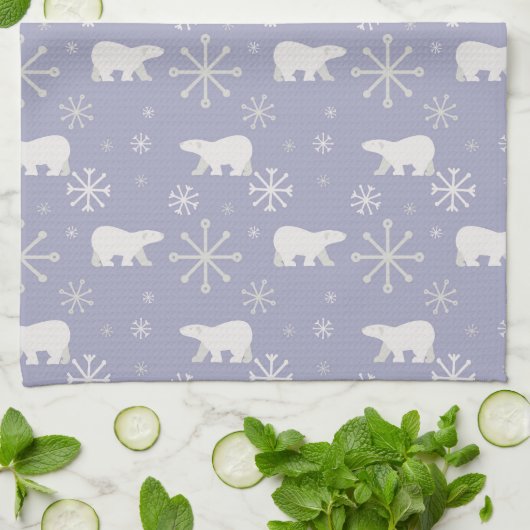 Kerstpatroon met polaire beren en sneeuwvlokken theedoek (Gevouwen)