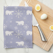 Kerstpatroon met polaire beren en sneeuwvlokken theedoek (Quarter Fold)