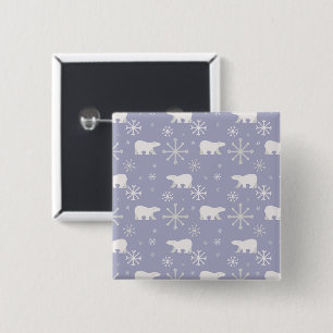 Kerstpatroon met polaire beren en sneeuwvlokken vierkante button 5,1 cm