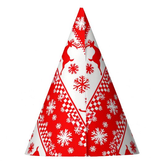 Kerstpatroon met rendieren en sneeuwvlokken feesthoedjes (Achterkant)