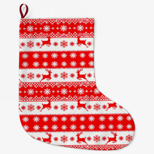 Kerstpatroon met rendieren en sneeuwvlokken grote kerstsok
