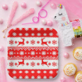 Kerstpatroon met rendieren en sneeuwvlokken papieren bordje (Feest)