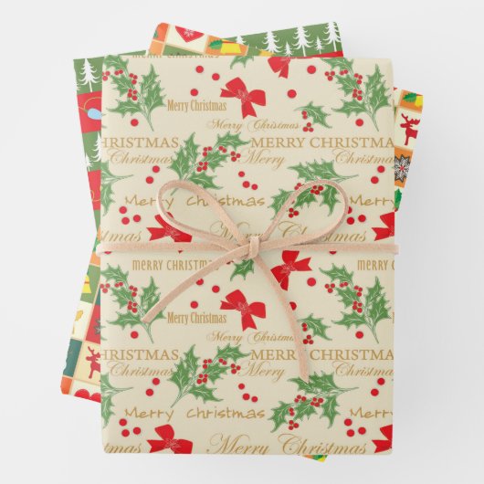  kerstpatroon met Retro Inpakpapier Vel (In situ)