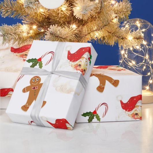 kerstpatroon met Retro Santa Claus Cadeaupapier (Feestdagen)