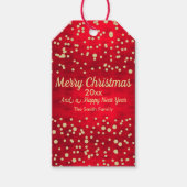 Kerstpatroon met rode en gouden Confetti Cadeaulabel (Voorkant)