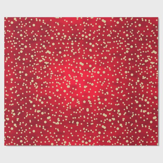 Kerstpatroon met rode en gouden Confetti Cadeaupapier (Vlak)