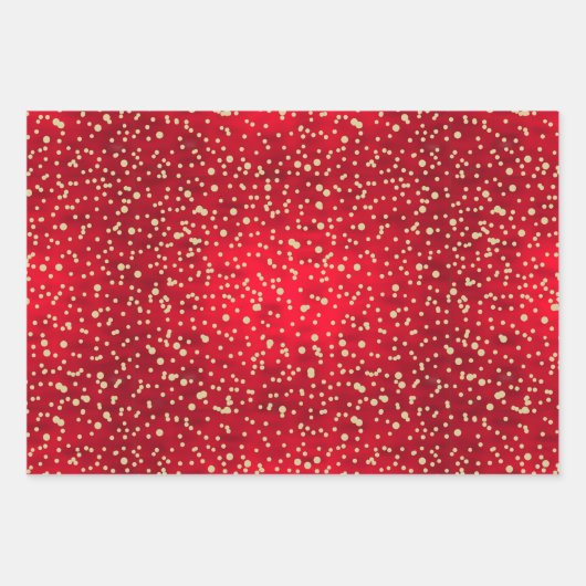 Kerstpatroon met rode en gouden Confetti Inpakpapier Vel (Voorkant)