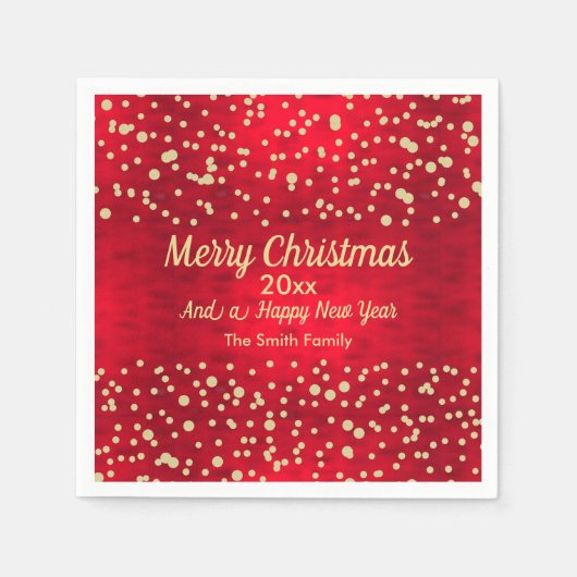Kerstpatroon met rode en gouden Confetti Servet (Voorkant)
