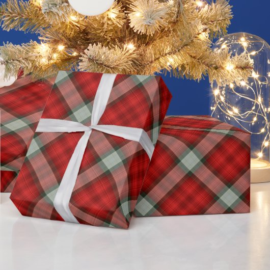 Kerstpatroon met rode en grijze rand cadeaupapier (Feestdagen)