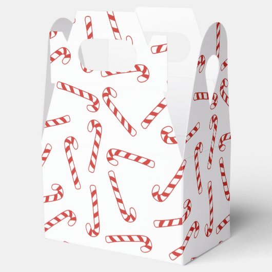 Kerstpatroon met rode en witte snoepriet bedankdoosjes (Geopend)