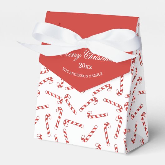 Kerstpatroon met rode en witte snoepriet bedankdoosjes (Voorkant Zijde)