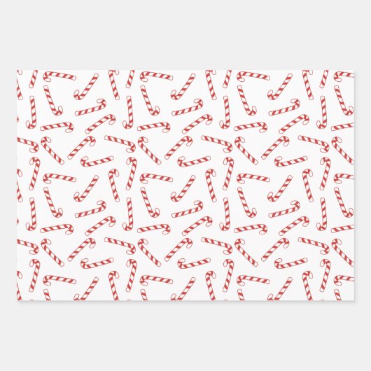 Kerstpatroon met rode en witte snoepriet inpakpapier vel (Voorkant)