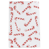 Kerstpatroon met rode en witte snoepriet medium cadeauzakje (Voorkant)