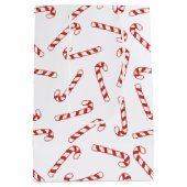 Kerstpatroon met rode en witte snoepriet medium cadeauzakje (Achterkant)