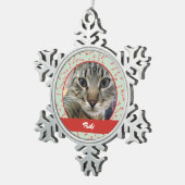 Kerstpatroon met rode, groene en witte snoepriet tin sneeuwvlok ornament (Rechts)