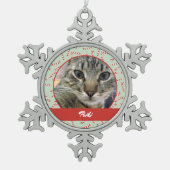 Kerstpatroon met rode, groene en witte snoepriet tin sneeuwvlok ornament (Voorkant)