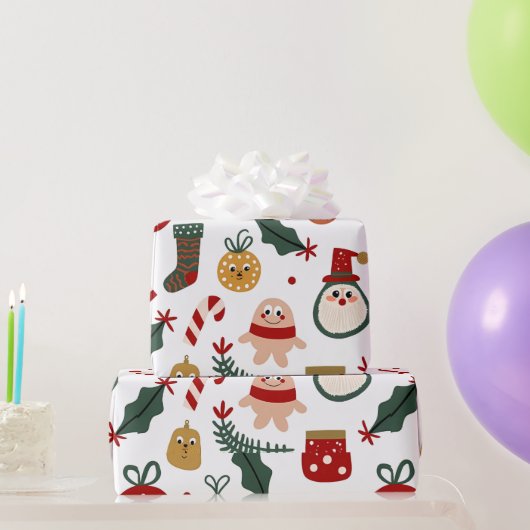 Kerstpatroon met Santa, Gingerbread Cadeaupapier (Feestgeschenken)