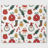 Kerstpatroon met Santa, Gingerbread Cadeaupapier (Vlak)
