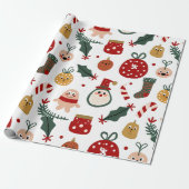 Kerstpatroon met Santa, Gingerbread Cadeaupapier (Uitgerold)
