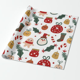 Kerstpatroon met Santa, Gingerbread Cadeaupapier