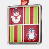 kerstpatroon met sneeuwmannen en pinguïns metalen ornament (Links)
