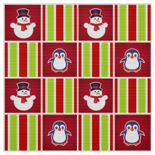 kerstpatroon met sneeuwmannen en pinguïns stof