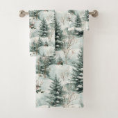 Kerstpatroon met Snowy Forest en Pine bomen Bad Handdoek (Insitu)