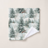 Kerstpatroon met Snowy Forest en Pine bomen Bad Handdoek (Wasdoekje)