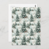 Kerstpatroon met Snowy Forest en Pine bomen Briefkaart (Voorkant / Achterkant)