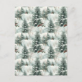 Kerstpatroon met Snowy Forest en Pine bomen Briefkaart (Voorkant)