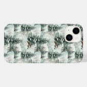 Kerstpatroon met Snowy Forest en Pine bomen Case-Mate iPhone Case (Achterkant (horizontaal))
